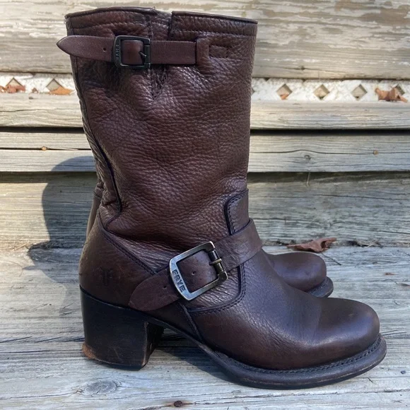 Frye Vera Short Brown Leather Heeled Boot Women’s Size 5.5 - Picture 1 of 14